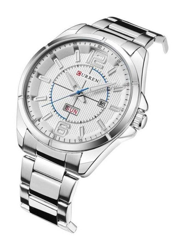 

Curren Analog Stylish Wrist Watch for Men with Stainless Steel Band, Water Resistant, 8271, Silver