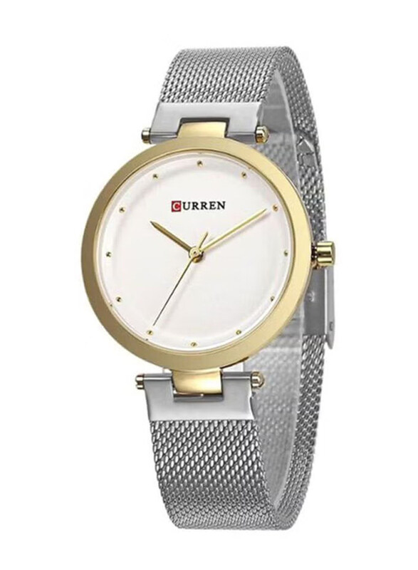 

Curren Analog Watch for Women with Stainless Steel Band, Water Resistant, 9005, Silver-White