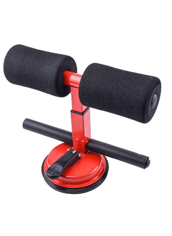 

Generic Portable Sit Up Bar for Floor Self-Suction Sit Up Assistant Device with Suction Cups & Height Adjustment, Red/Black