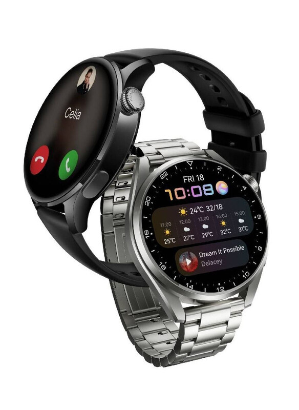 

Generic 2-Piece Replacement Soft Silicone And Stainless Steel Strap Band for Huawei Watch GT3, Silver/Black
