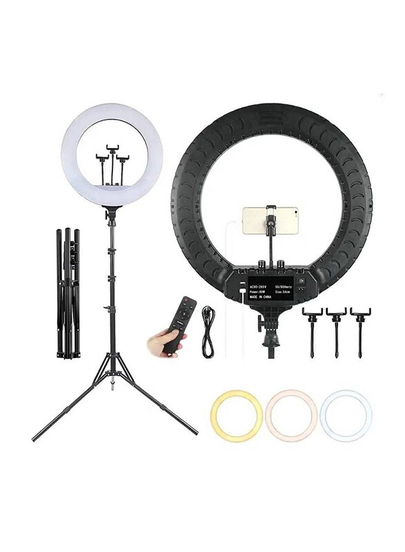 21-inch Selfie LED Photography Lighting Video Studio Ring Light For Youtube Live Stream Photo, Black/White