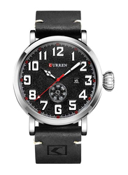 Curren Analog Watch for Men with Leather Band, Water Resistant, M-8283-1, Black