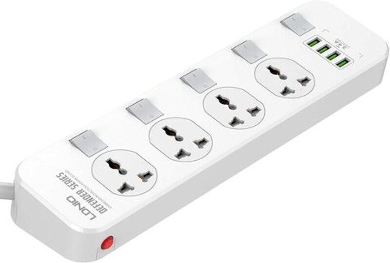 Ldnio SC5006 4 Sockets & 4 USB EU Plug Power Socket, White