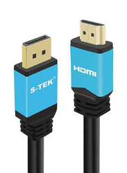S-TEK 3-Meter Display Port Cable, HDMI to HDMI for Display Devices, Black/Blue