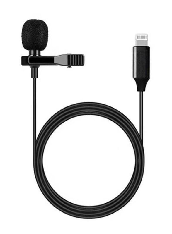 

Generic Mini Portable Microphone Condenser Lightning Clip on Lapel Lavalier Mic Wired, Black