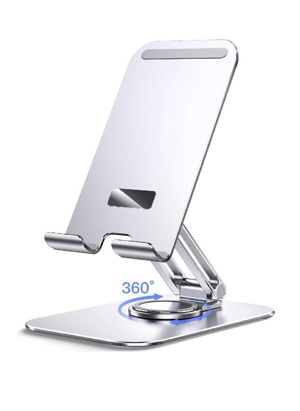 

Hyx Adjustable Swivel 360 Degree Rotating Base Foldable Cradle Tablet Stand, Silver