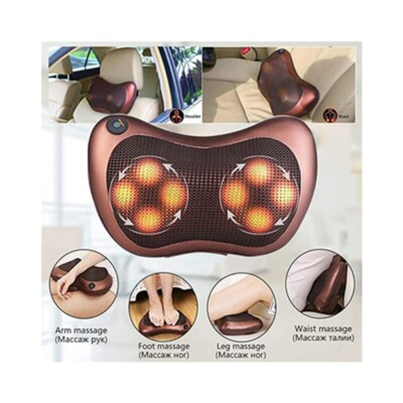 Multifunction Massage Pillow with 8 Massager Heads Heater, One Size, Brown