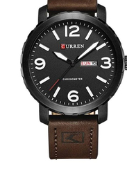 Curren Analog Watch for Men with Leather Band, Water Resistant, 8273, Brown-Black