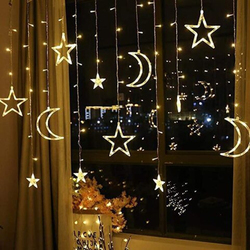 Ramadan Moon & Stars Decoration Lights with 8 Sequence Modes, 220W, Warm White