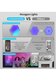 XiuWoo 6-Piece Hexagon Wall Light Smart Modular Touch-Sensitive LED Light Wall Panels RGB Night Light DIY Geometry Splicing Hex Light, Multicolour