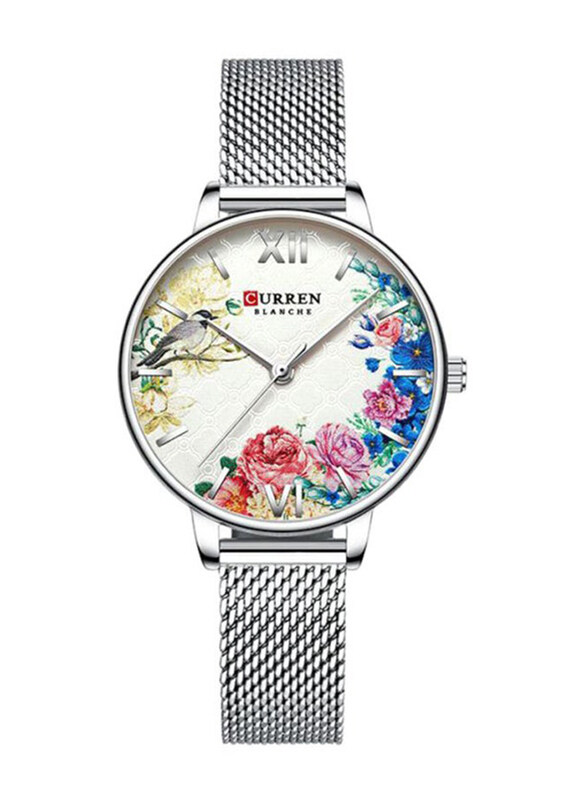 

Curren Analog Watch for Girls with Metal Band, Water Resistant, 9059, Silver