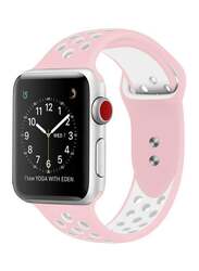 Sport Band Apple Watch 42Mm 44Mm Silicone Strap Replacement Wristband Iwatch Series 4/3/2/1 Nike- S/M - (/) Pink/White