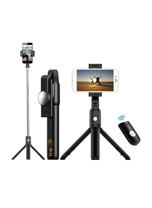 

The Mohrim Universal K10 Foldable Mini Tripod Bluetooth Selfie Stick with Mirror, Black