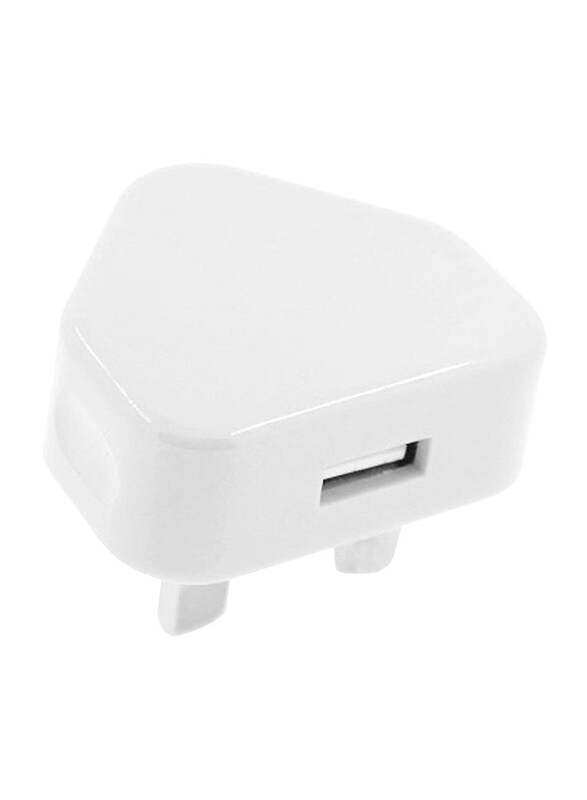 UK Plug 3 Pin USB Plug Adapter White