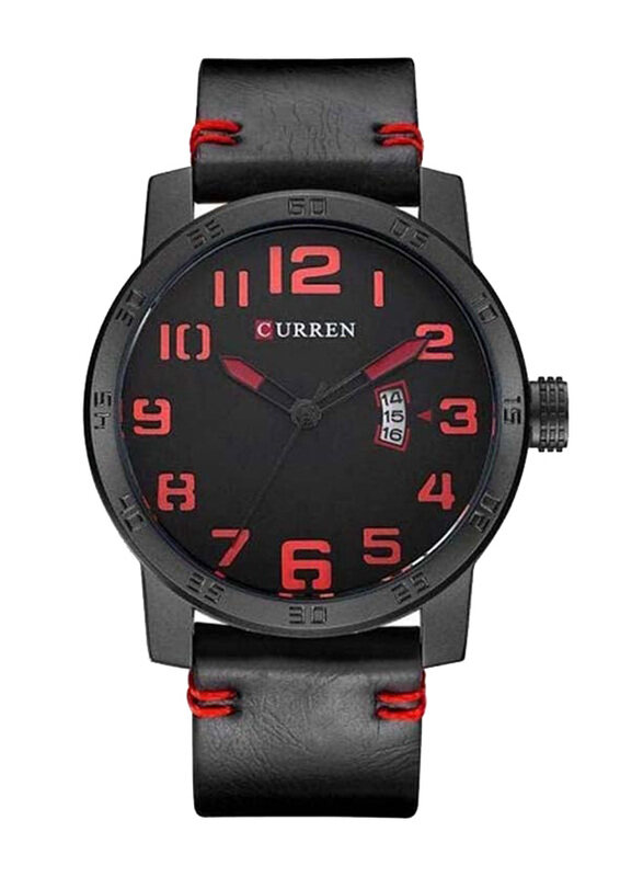 

Curren Analog Watch for Men with Leather Band, Water Resistant, M-8254-4, Black