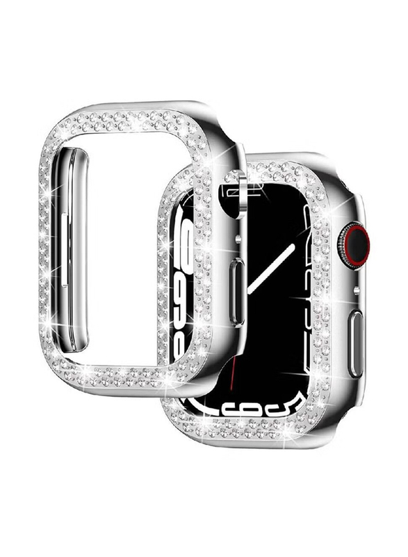 Diamond Apple Watch Shockproof Frame Cover Guard for Apple Watch 41mm, Silver