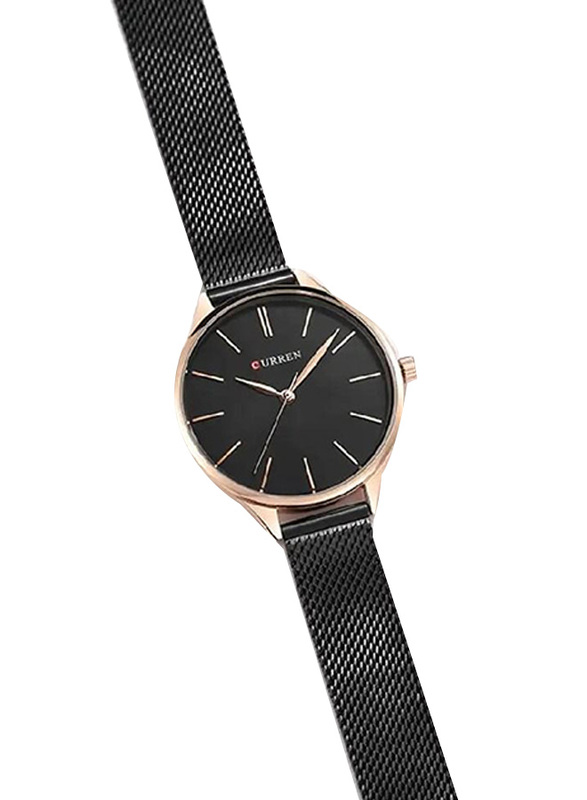 Curren Analog Watch for Women with Stainless Steel Band, Water Resistant, Black