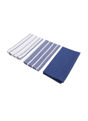 Dream Decor 3-Piece Kitchen Towel, White/Blue