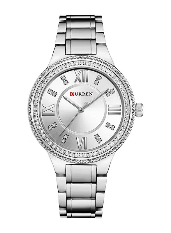 

Curren Analog Wrist Watch for Girls with Stainless Steel Band, Water Resistant, C9004L-3, Silver