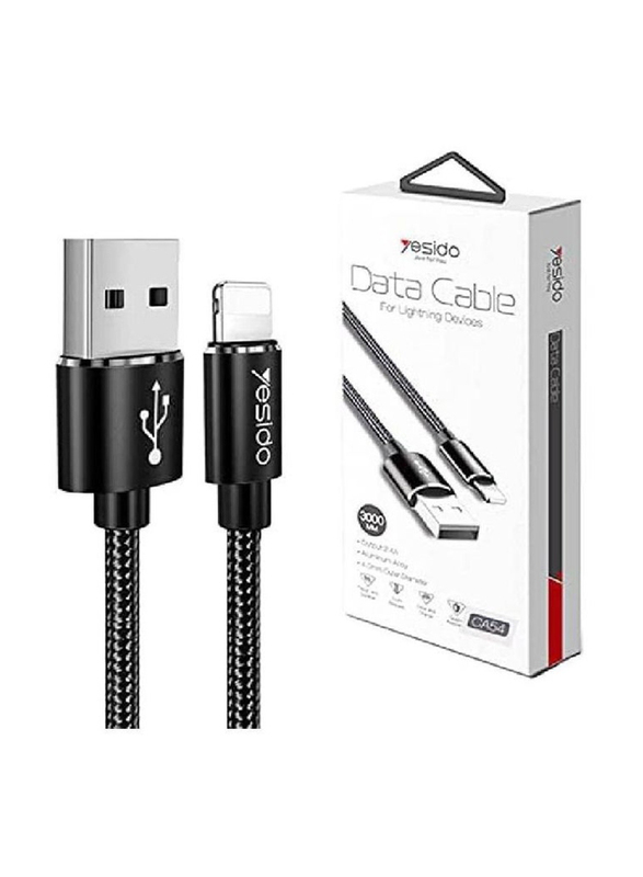 Yesido 30cm Data Lightning Cable, Lightning Male to USB Type A Male Ca-54 Cable for iPhone, Black