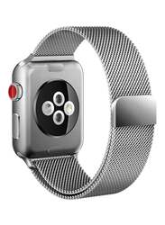 Magnetic Closure Milanese Mesh Loop Stainless Steel Replacement Band For Apple Watch Series 1/2/3 Silver