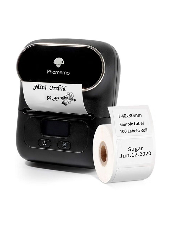 Phomemo M110 Portable Bluetooth Thermal Mini Label Maker Printer, Black