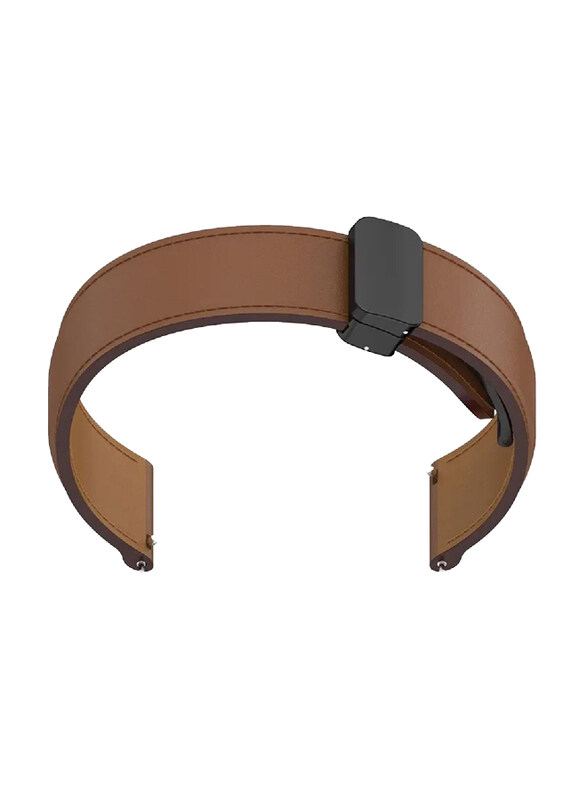 

Perfii Genuine Cow Leather Watch Strap 22mm Folding Buckle Wristband For Samsung Galaxy Watch 3 45mm/Galaxy Watch 46mm R800, Brown