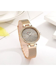 Curren Analog Watch for Women with Stainless Steel Band, Water Resistant, 9011, Rose Gold-Grey