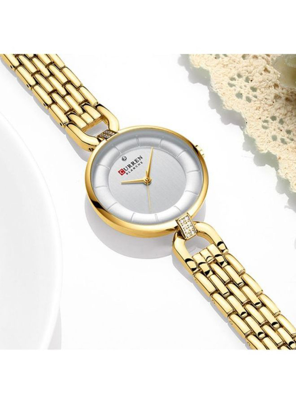 Curren Analog Watch for Women with Stainless Steel Band, Water Resistant, J4169GW-KM, Gold-White