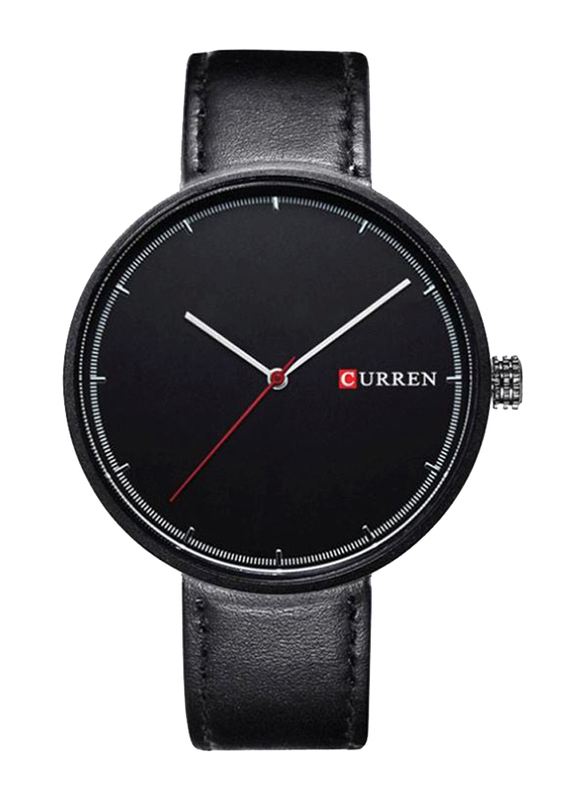 Curren Analog Watch for Men with Leather Band, Water Resistant, 32727028520, Black