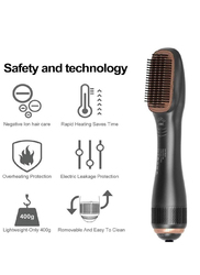 Arabest 3 In 1 Professional Hair Brush Negative Ion Blow Dryer Straightening Brush Hot Air Styling Comb, Black