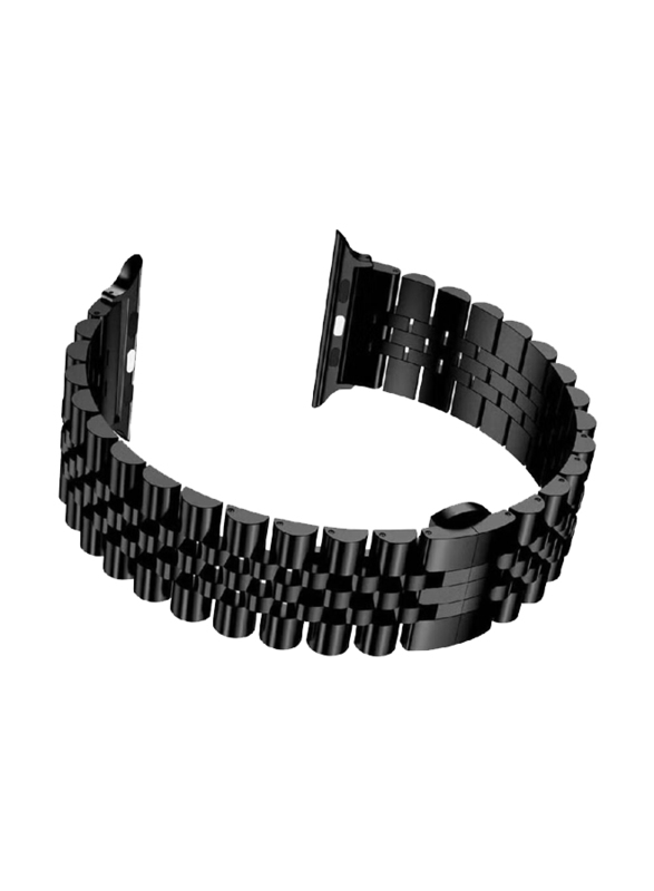 Stainless Steel Solid Strap Metal Bracelet for Apple Watch Series 7 6 5 4 3 2 SE 45/44/42mm, Black