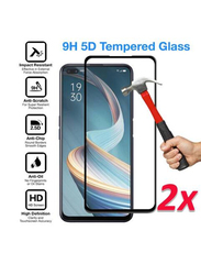 Oppo Reno 4 5D Tempered Glass Screen Protector, 2 Pieces, Clear