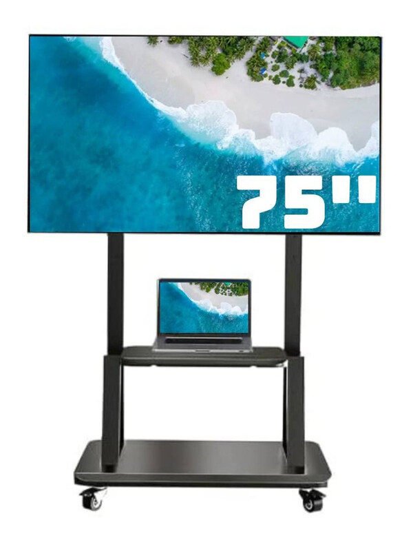 

Generic Height Adjustable Shelf Rolling Floor Mobile TV Cart Stand With Wheels for 32-75 Inch LCD LED Flat Panel Curved Screen, Black