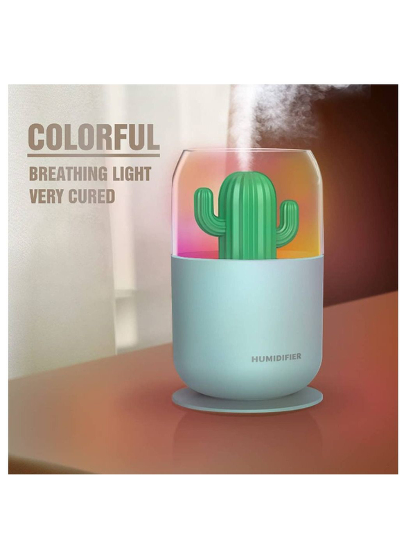 Arabest Super Quiet Air-Burning Prevention USB Powered Cactus Cool Mist Aroma Humidifier Air Purifier with Colourful LED Light 300ml, White