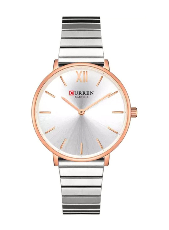 Curren Analog Watch for Women with Stainless Steel Band, Water Resistant, Silver