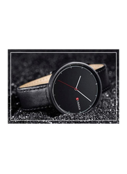 Curren Analog Watch for Men with Leather Band, Water Resistant, 32727028520, Black