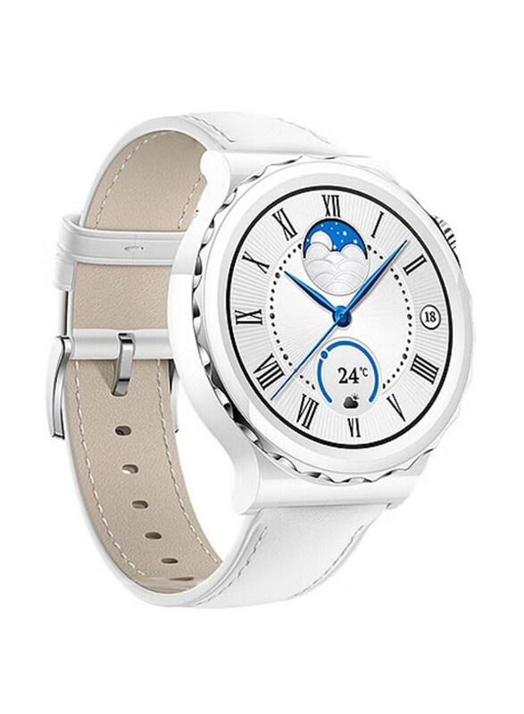 

Generic Leather Genuine Strap Band for Huawei Watch GT3 Pro, White