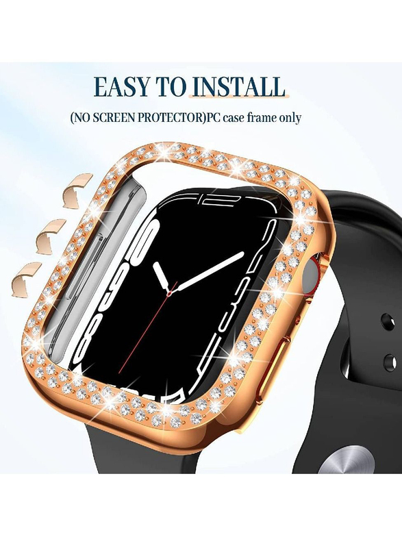 Bling Crystal Diamond Protective Bumper Frame Case for Apple iWatch 41mm, Rose Gold