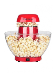 Lexical Household Hot Air Popcorn Maker Machine, LPO-3502, Red/Clear