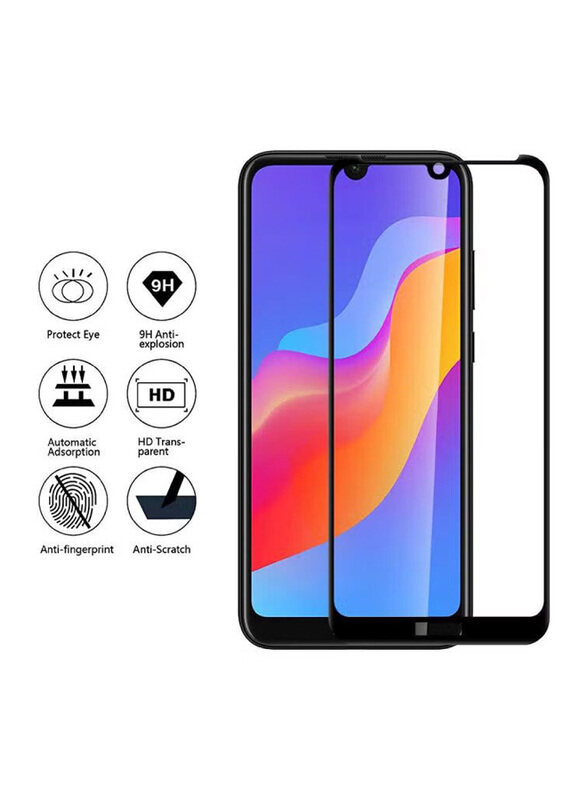 

Generic Huawei Honor 8A 5D Fully Covered Smooth Anti Fingerprint Mobile Phone Tempered Glass Screen Protector, Black/Clear