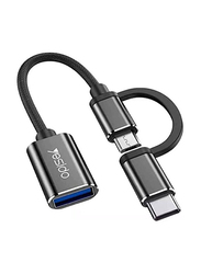 Yesido 2-In-1 OTG USB Cable, Micro-USB/USB Type-C Male to USB Type A Male 3.0 Super Fast Data Transmission Cable, Black