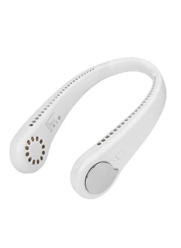 

Generic Portable 3 Speeds Rechargeable Battery Operated Neck Fan, White