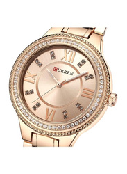 Curren Analog Watch for Women with Stainless Steel Band, Water Resistant, 9004, Rose Gold/Gold