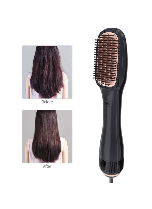 Arabest 3 In 1 Professional Hair Brush Negative Ion Blow Dryer Straightening Brush Hot Air Styling Comb, Black