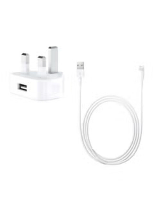 

Generic 3-Pin Power Charger Adapter with USB Data Sync Charging Cable, White