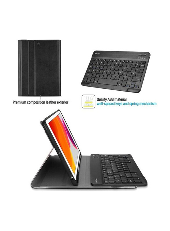 Undetachable Magnetic Wireless English Keyboard with Case for Apple iPad 10.2 Inches 2019, Black