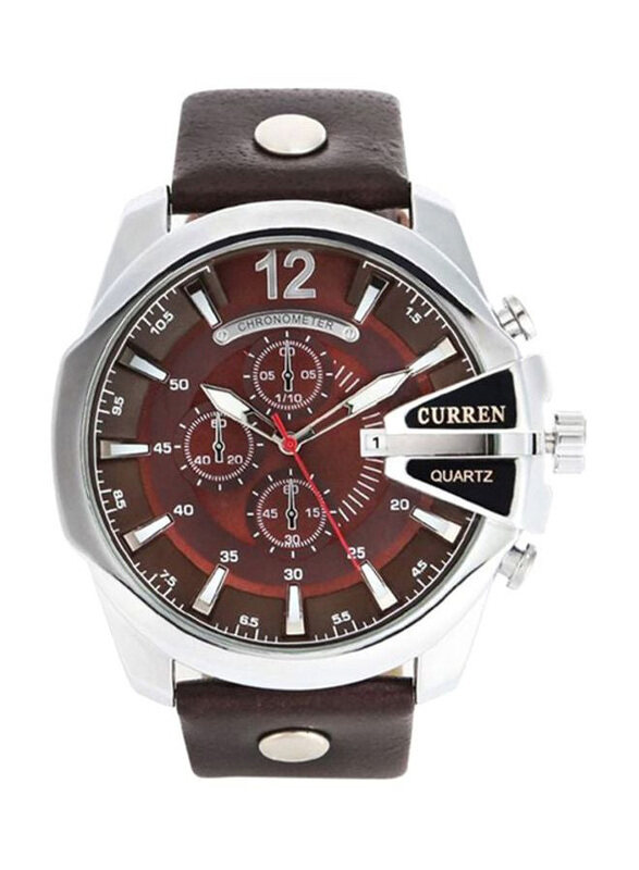 

Curren Analog Watch for Men with Leather Band, Chronograph, 8176, Brown