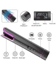 Cordless Automatic Curling Iron with LCD Display and 4 Adjustable Temperature Portable USB Rechargeable For Hair Styling