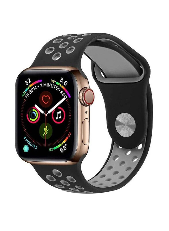 

Generic Sport Replacement Wrist Strap Band for Apple Watch 42/44mm, Black/Grey